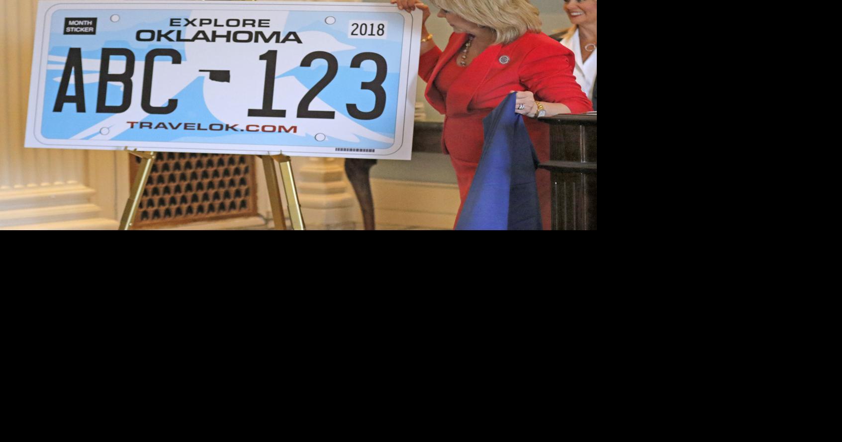 Officials unveil new Oklahoma license plate with state bird design