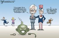 Bruce Plante Cartoon: Rudy Giuliani the hand grenade