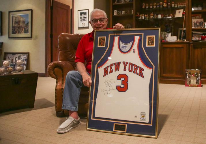 New York Knicks Brown Framed Logo Jersey Display Case