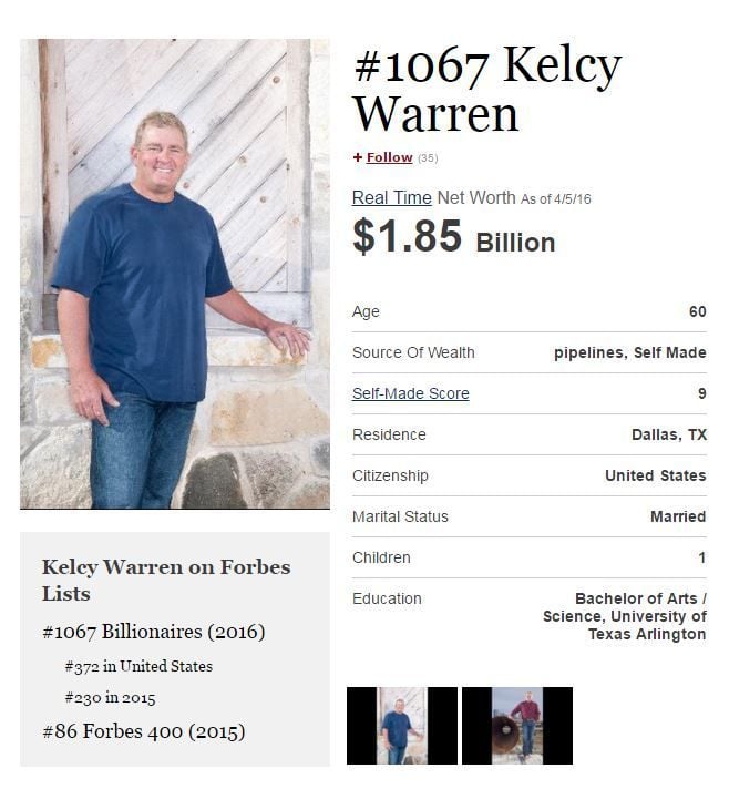 Photo gallery: Kelcy Warren’s net worth