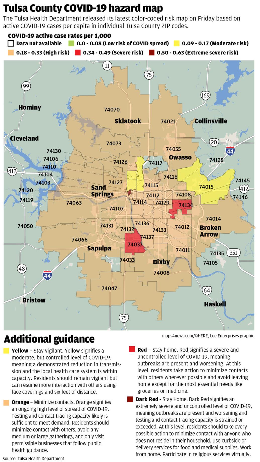 Owasso, Collinsville ZIP codes shift from red to orange as COVID19
