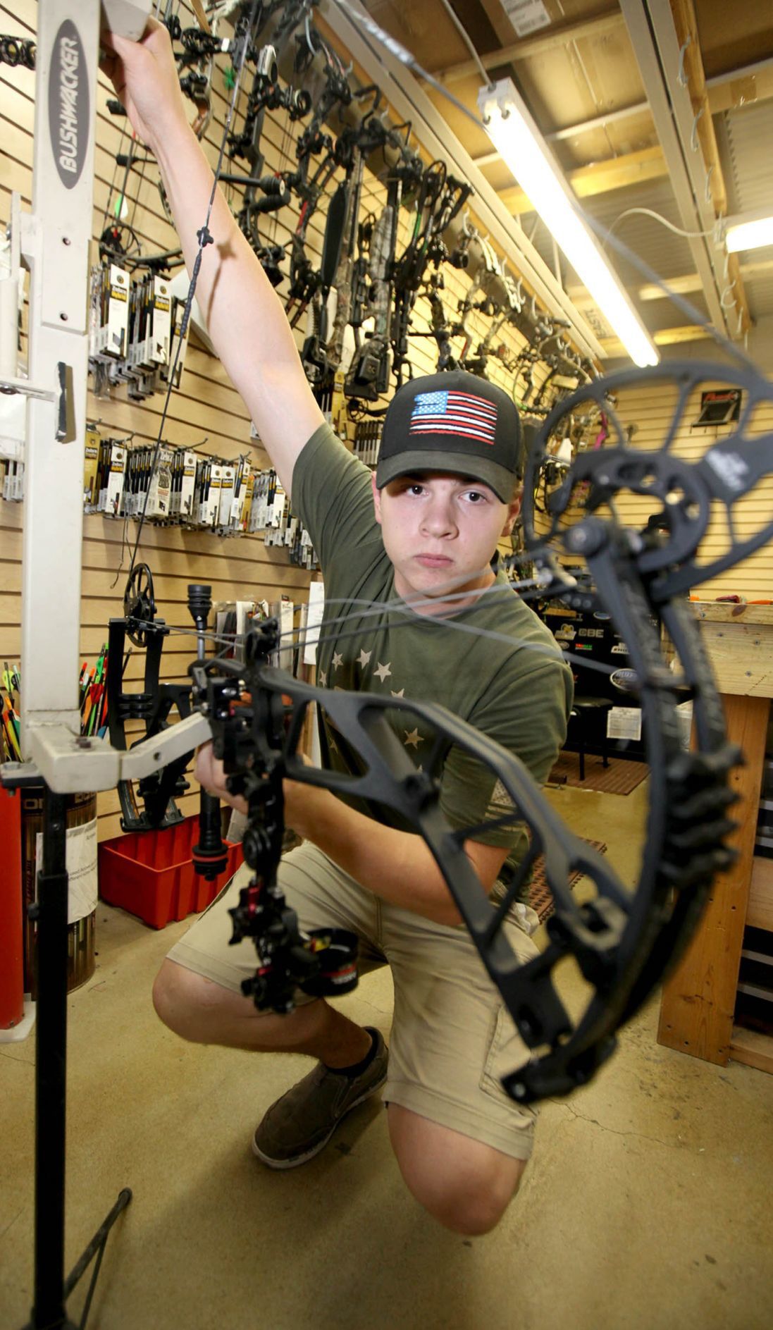 Kelly Bostian It's 100 degrees outside, so it must be archery tuneup