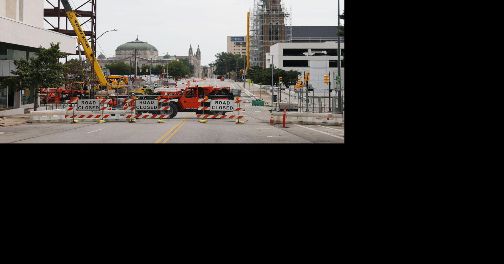 Photos: Skybridge construction closes Seventh and Boulder in downtown Tulsa
