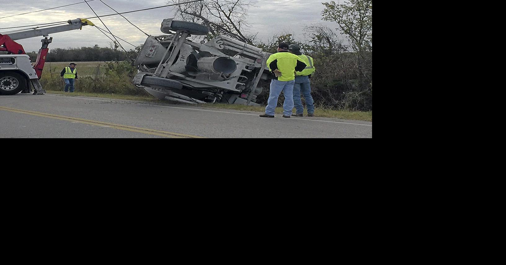 Scene cleared after concrete truck crashes in northeast Tulsa
