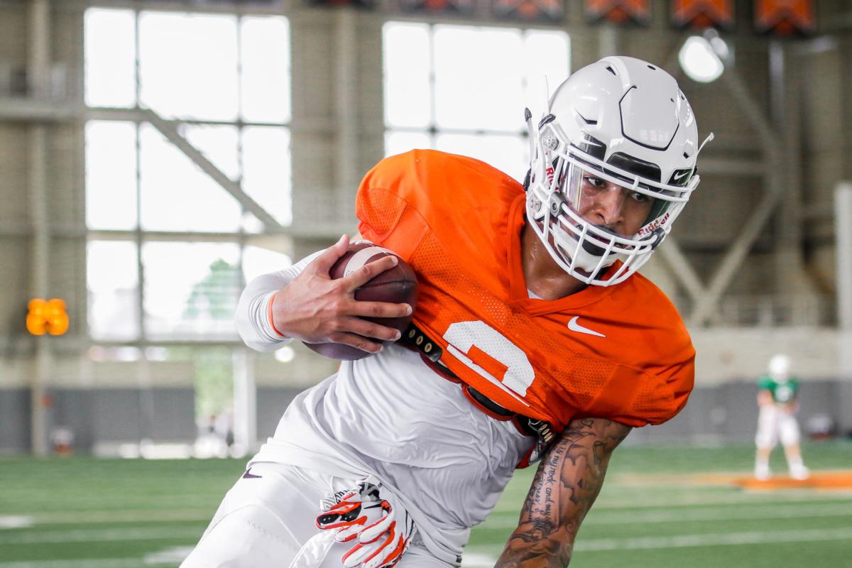 Osu Football Receiver Tylan Wallace Leads On The Football Field