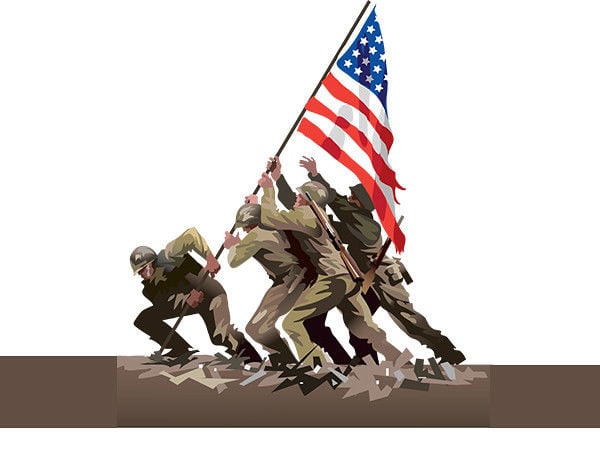 Iwo Jima USA America Lapel Pin Marines Military Flag Freedom Isn't Free 4612A 