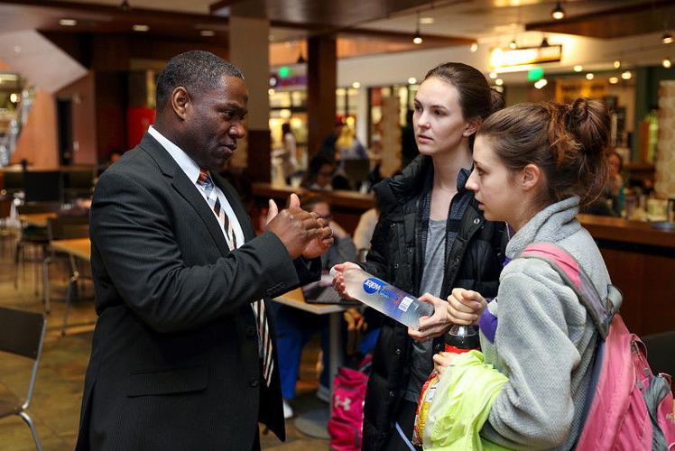 New UT Tyler President Michael Tidwell spends first day of class with
