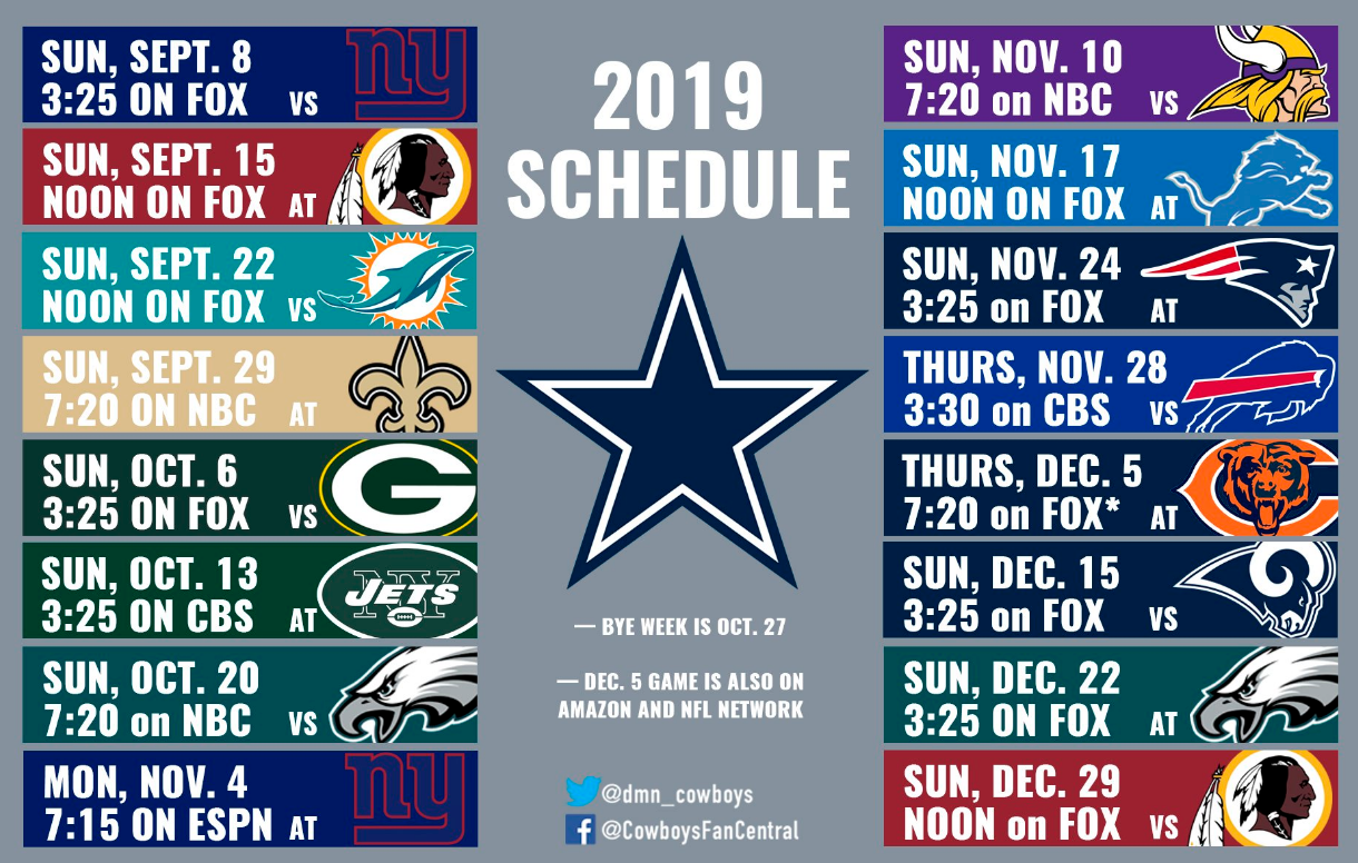 what is the cowboys schedule