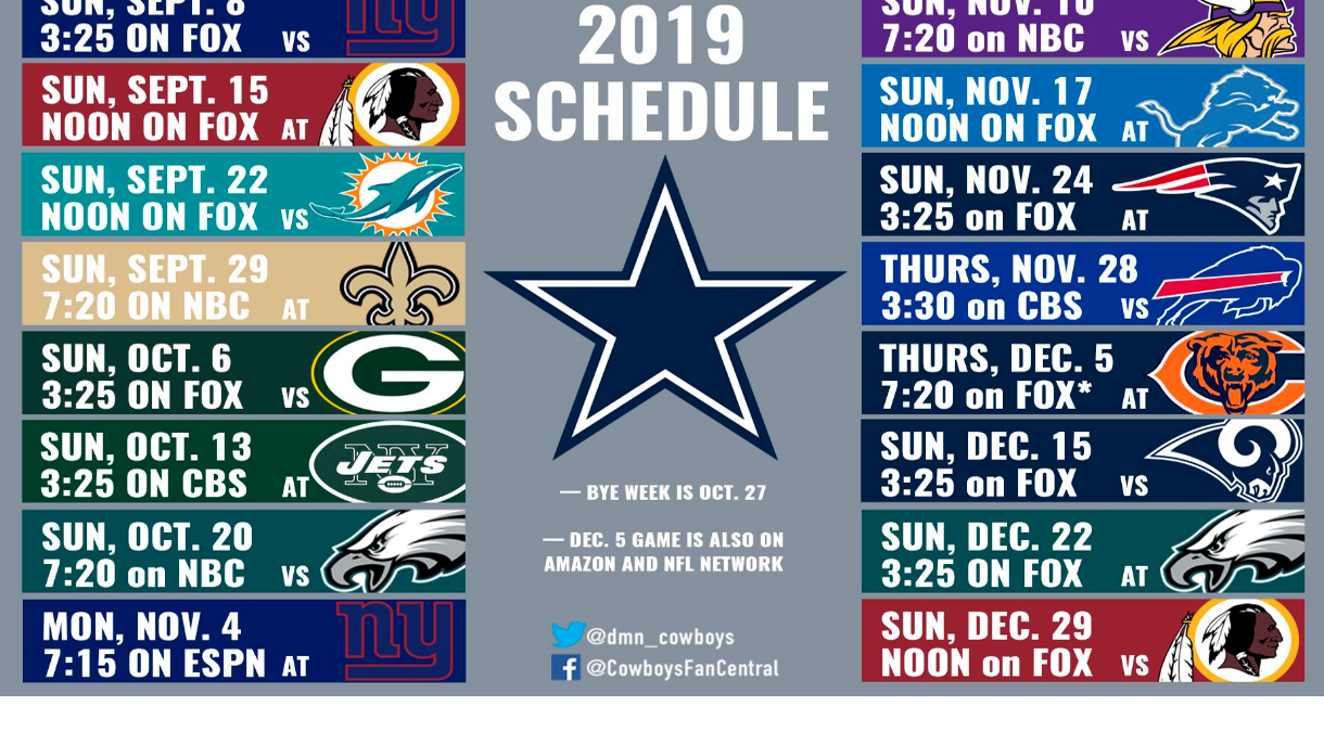 Dallas cowboys store schedule 2020