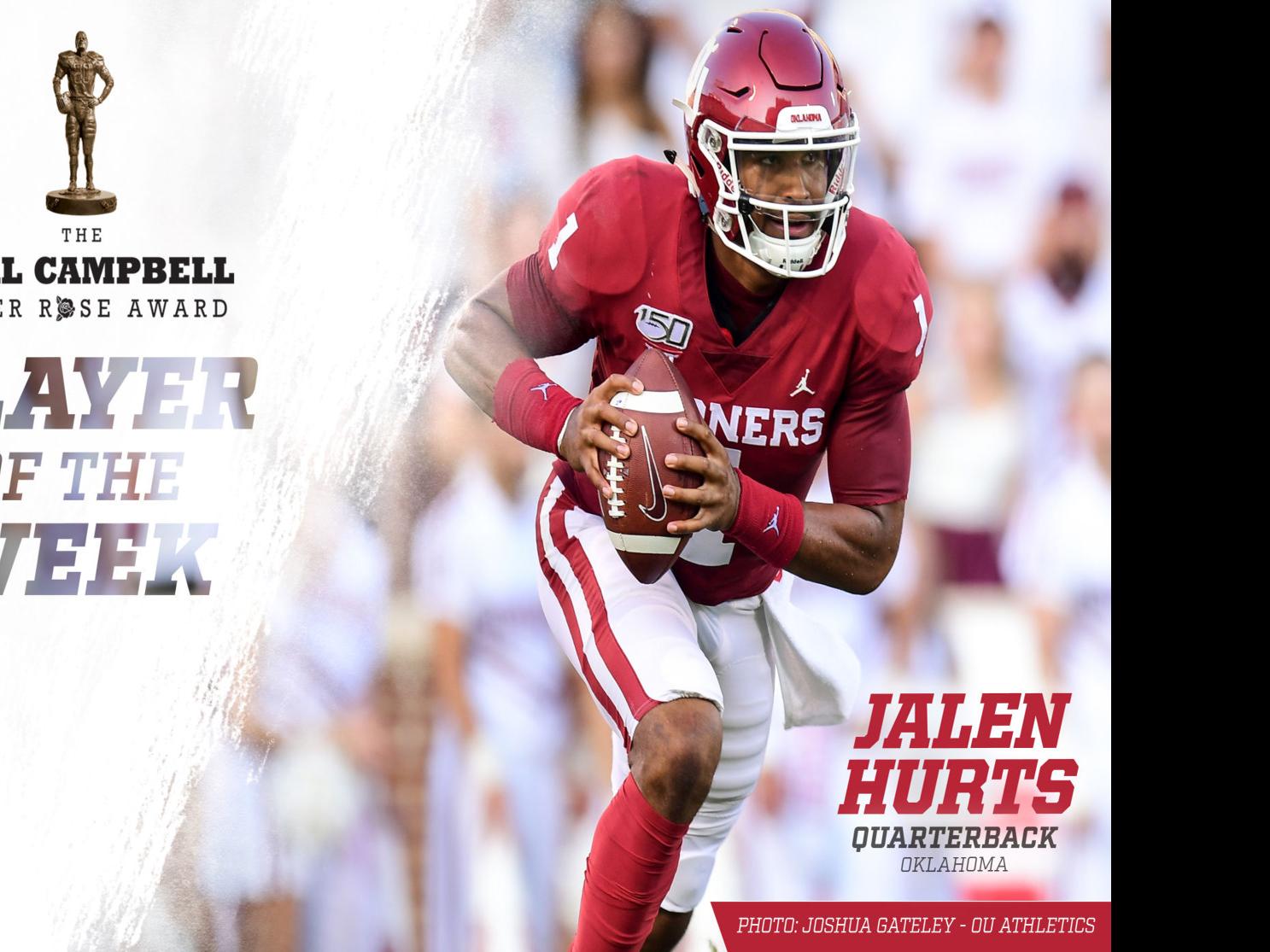 Oklahoma S Jalen Hurts Named Earl Campbell Tyler Rose National