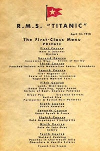 Titanic's last lunch menu, from Money Boat, goes for $88,000 | Other |  