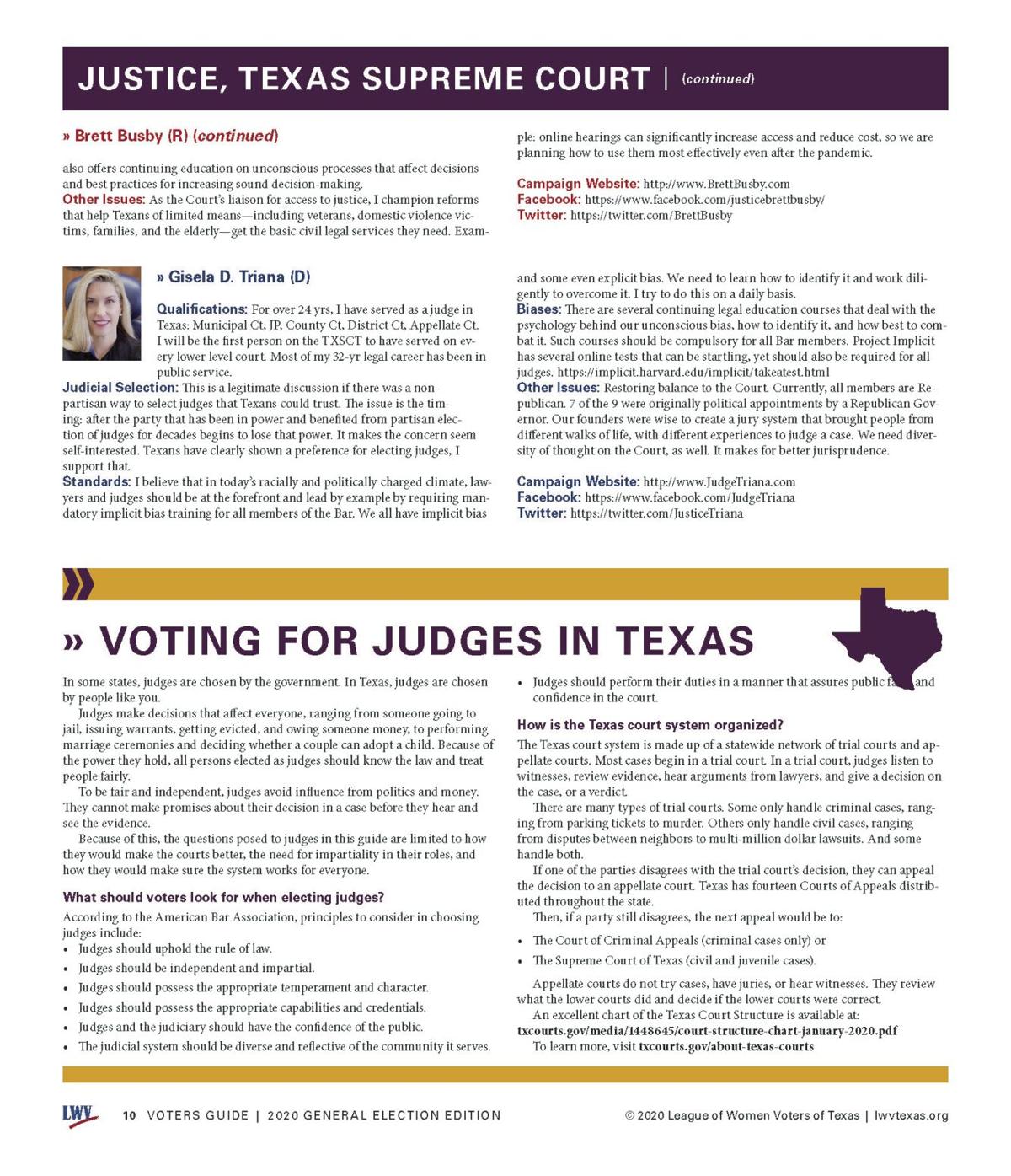 League of Women Voters of Texas nonpartisan guide for Nov. 3 election