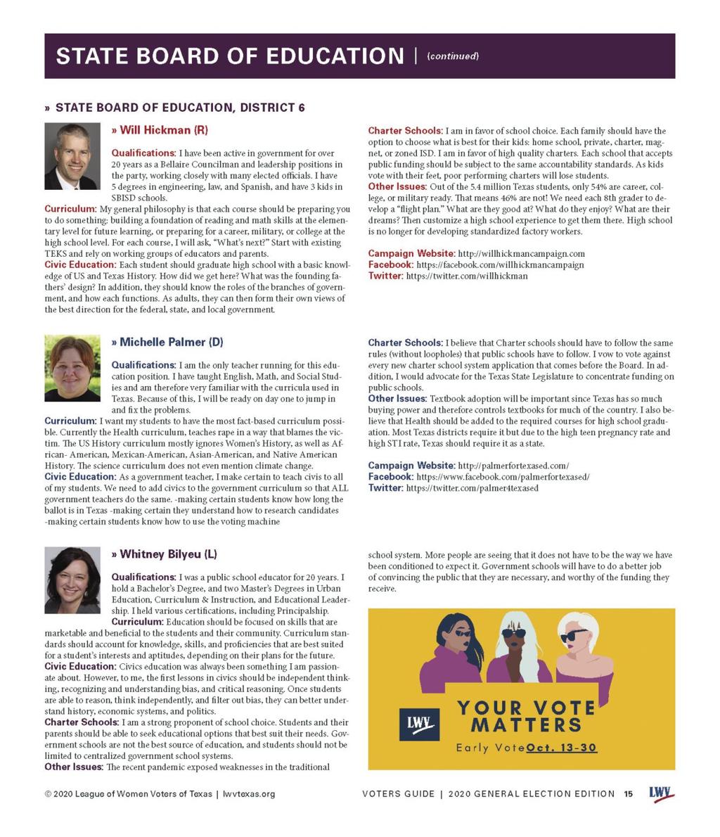 League Of Women Voters Of Texas Nonpartisan Guide For Nov 3 Election News Tylerpaper Com