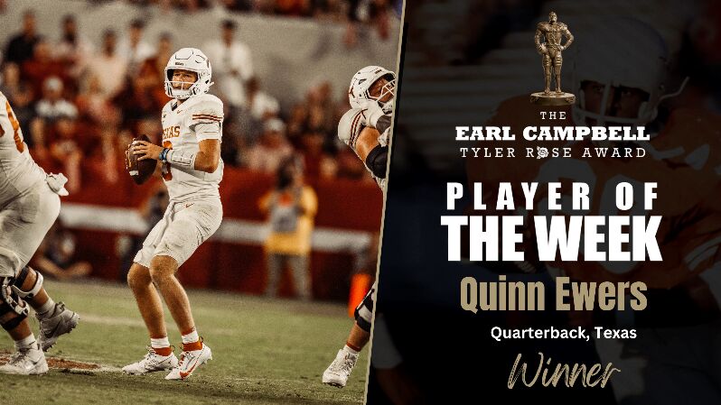 Texas QB Honored: Longhorns' Quinn Ewers Named Earl Campbell Tyler Rose ...