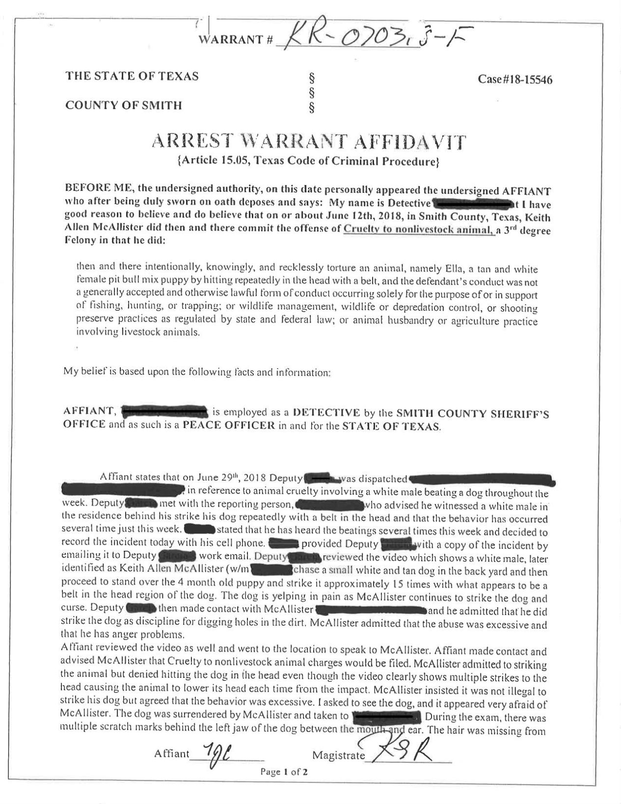 Texas Search Warrant Affidavit