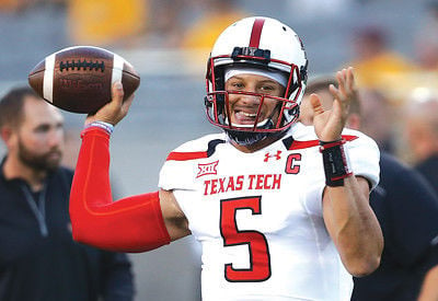 mahomes texas patrick tech ii whitehouse college football tylerpaper arizona state declares quarterback native prior warms ncaa against saturday game