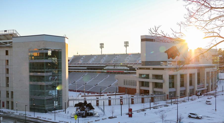 Razorback Stadium snow