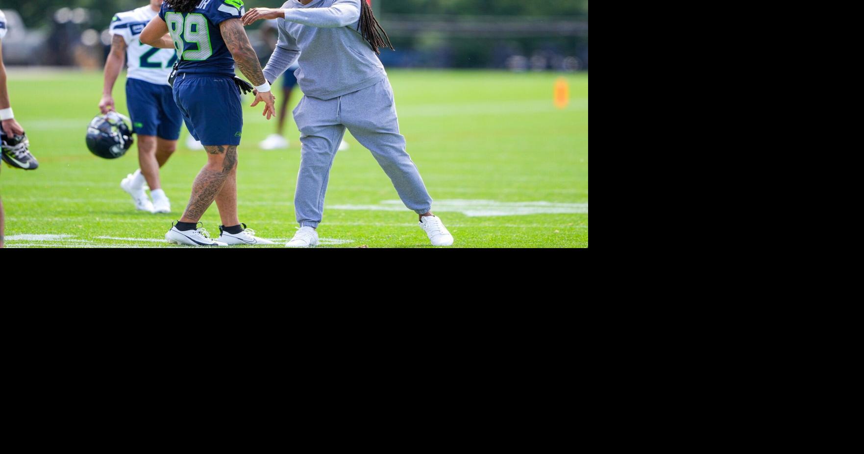 Former Seahawk Richard Sherman greets rookies on first day of minicamp