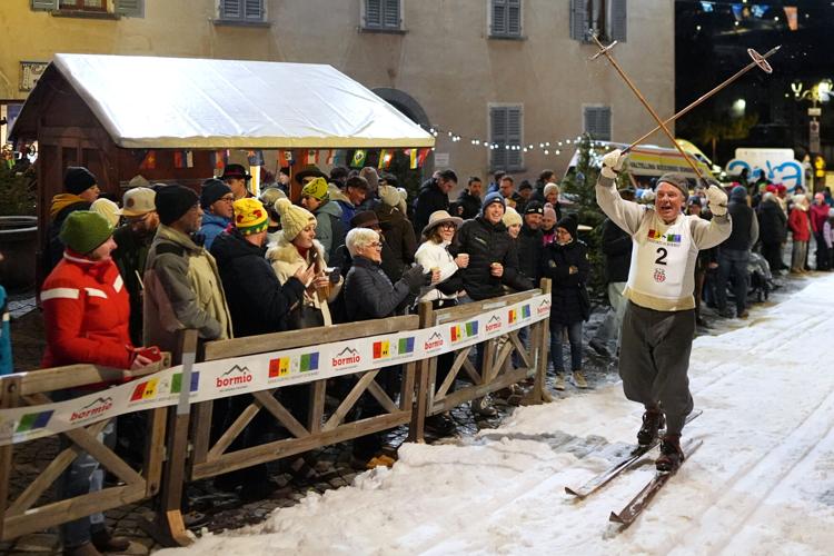 Group of Olympic skiers from Africa and Jamaica posing in Bormio, Italy