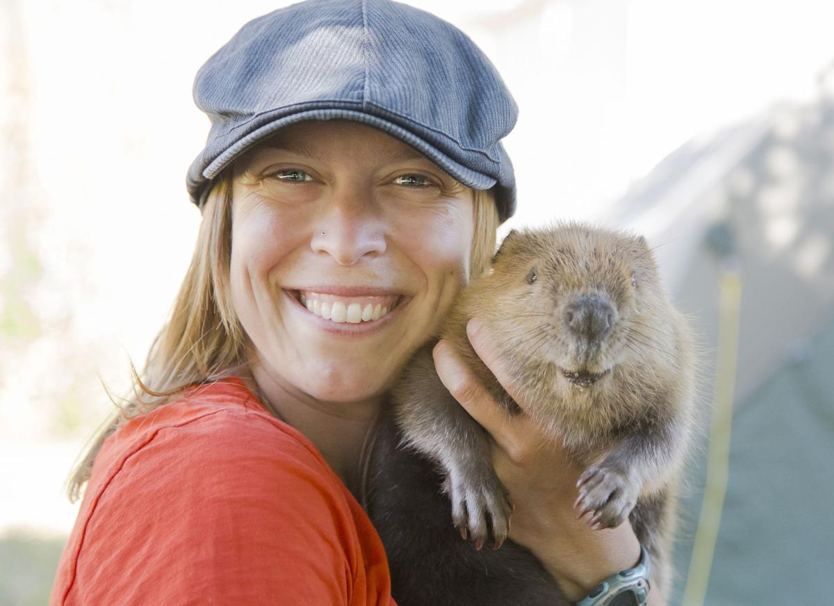 Sarah Koenigsberg and a beaver kit