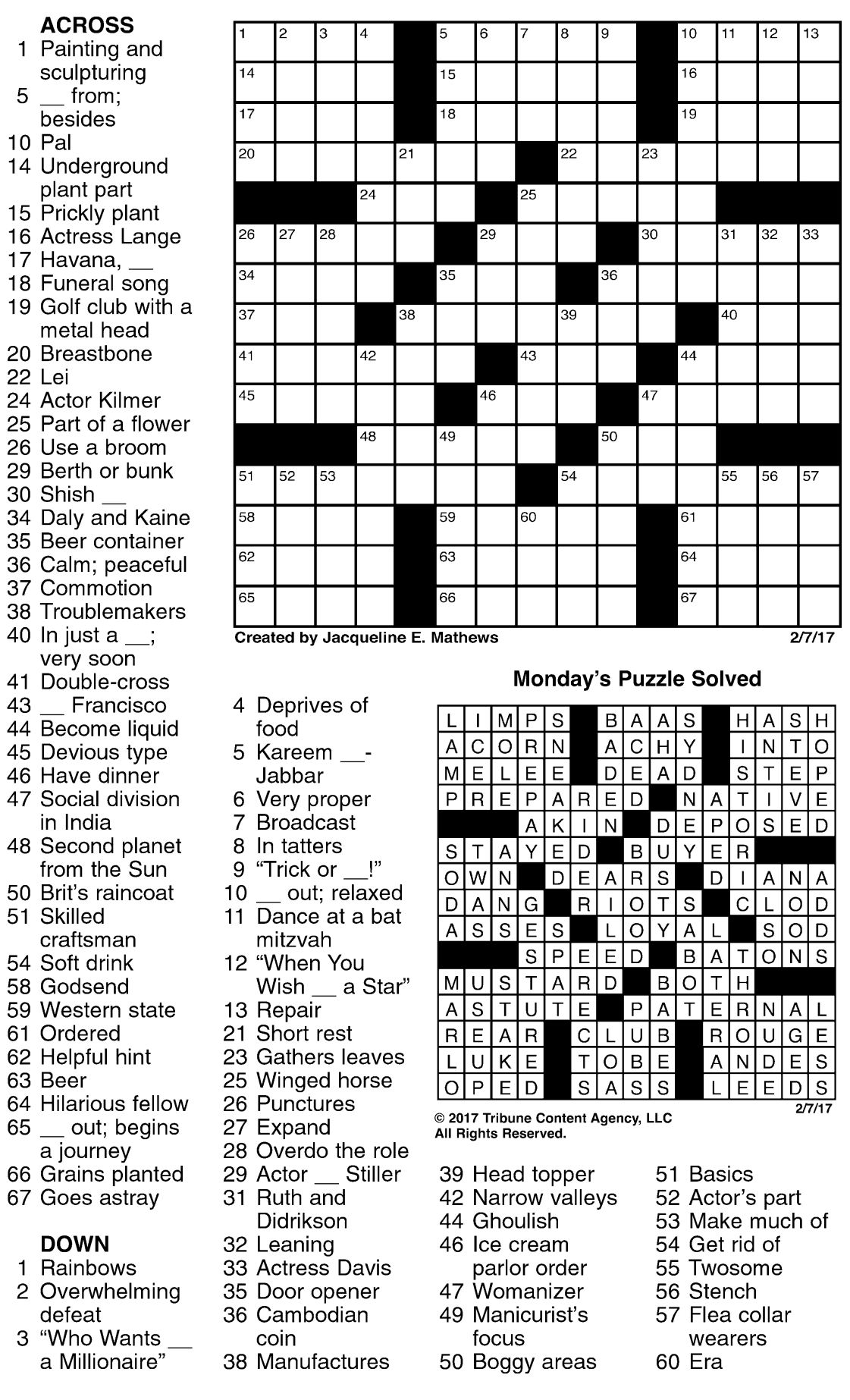 February's crosswords | Crosswords | union-bulletin.com