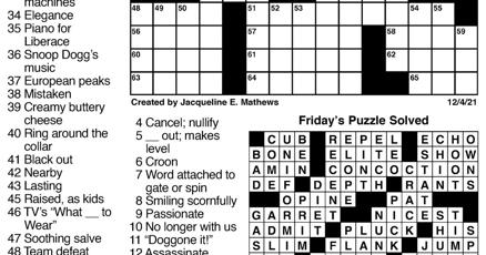 Dec 5 crossword | Crosswords | union-bulletin.com