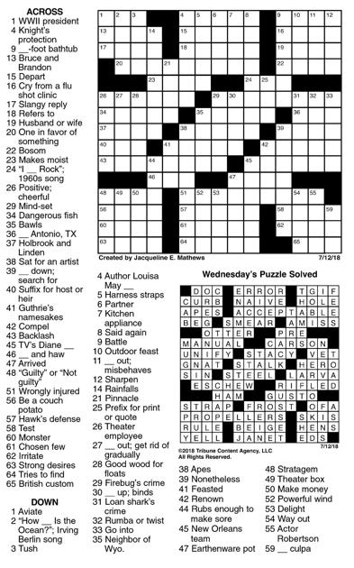 July 12 Crossword Jpg Crosswords Union Bulletin Com