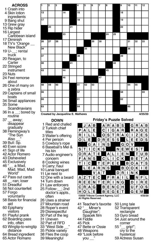 April 26 crossword