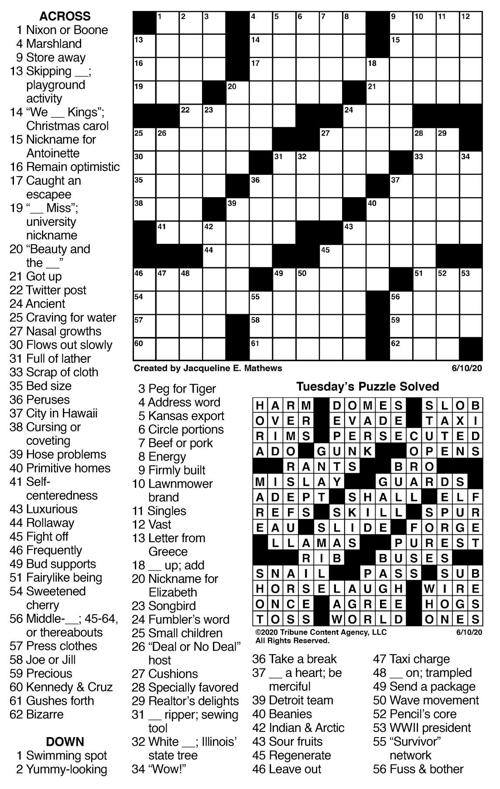 June 10 crossword | Crosswords | union-bulletin.com