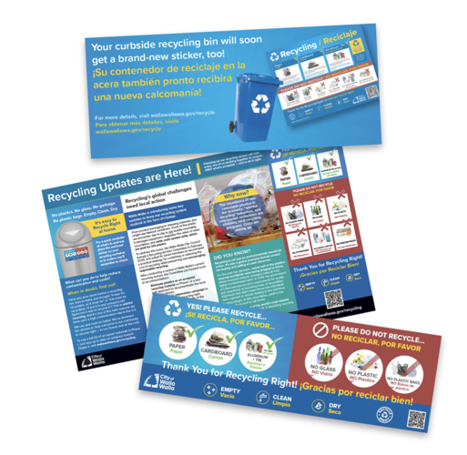Stickers are distributed for the city of Walla Walla's recycling