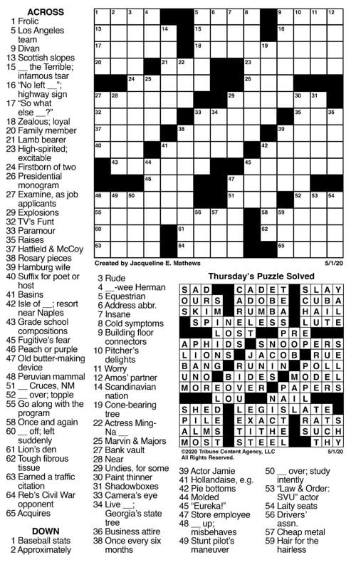May 1 crossword Crosswords