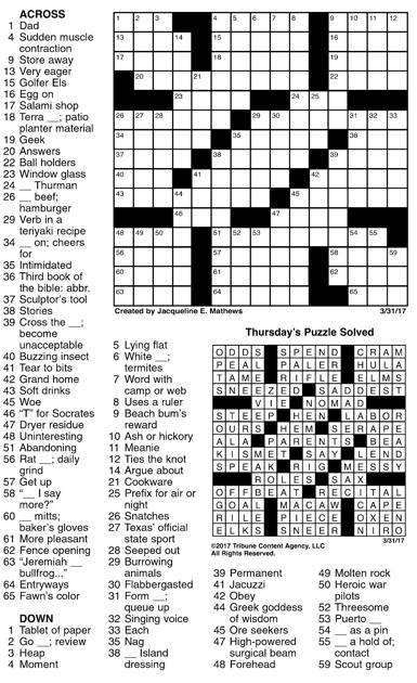 March 31 Crossword Crosswords Union Bulletin Com