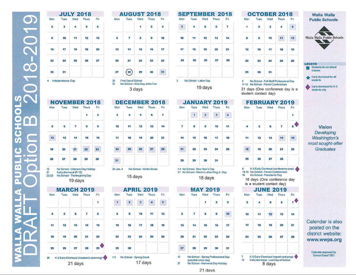 Walla Walla High School Calendar