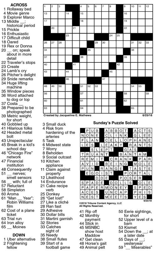 June 25 crossword.jpg | Crosswords | union-bulletin.com