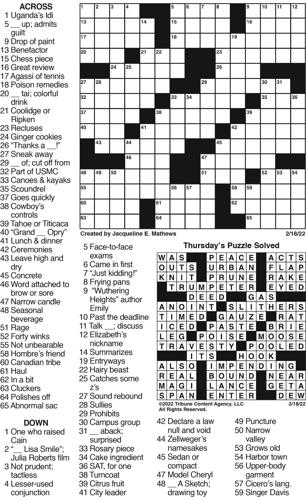 Feb. 18 Crossword | Crosswords | union-bulletin.com