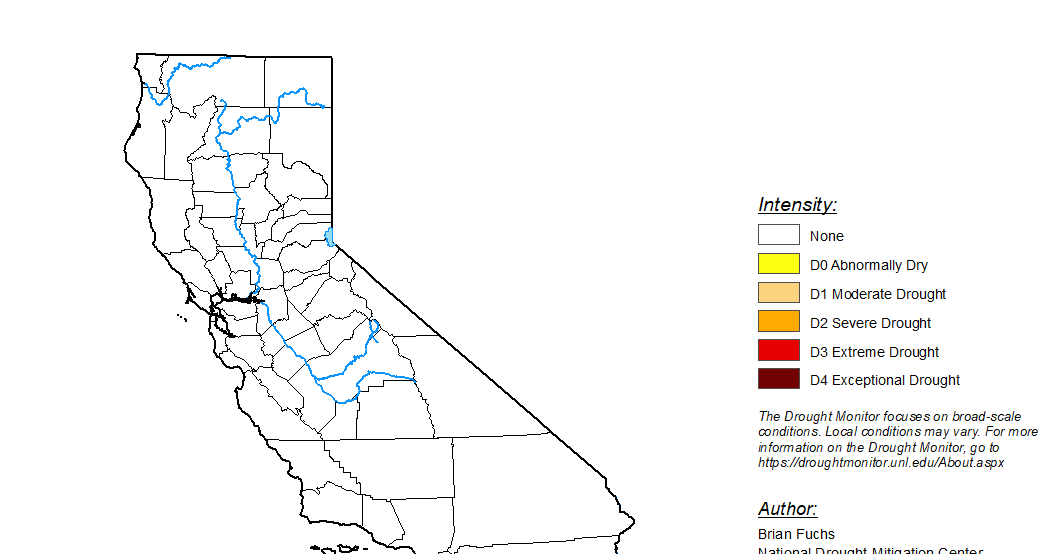 California has no dry areas for 1st time in 25 years
