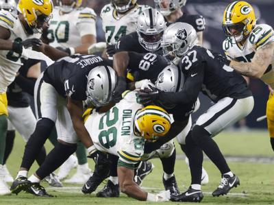 Las Vegas Raiders defensive end Malcolm Koonce (51) plays against