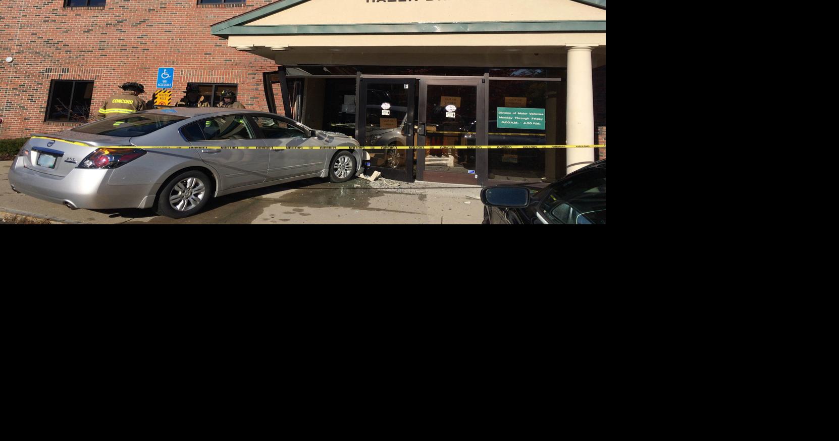 Car crashes into front entrance of Concord DMV Public Safety