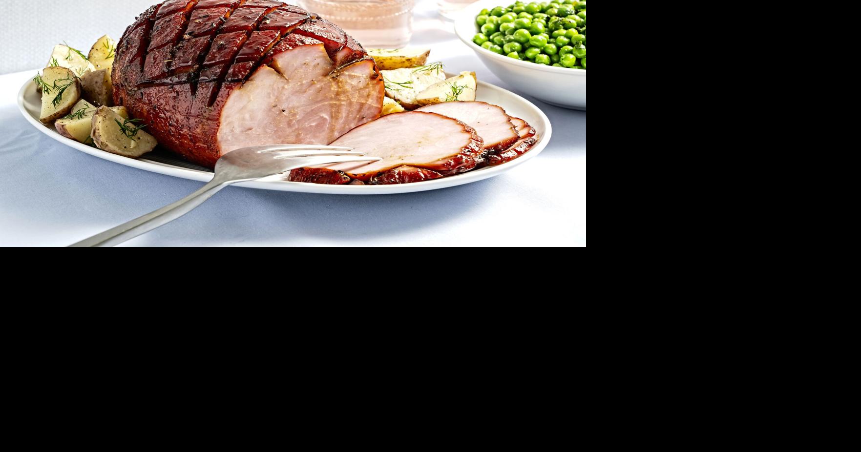 Bourbonmolasses glaze gives baked ham big flavor and a little shine