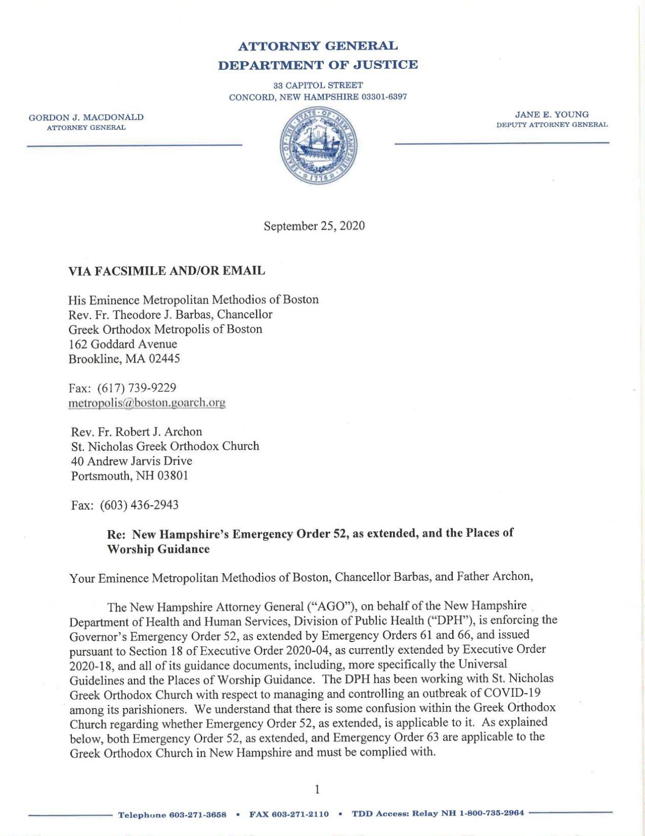 Attorney General Letter | | Unionleader.com