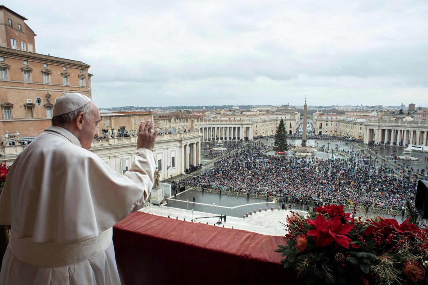 Pope Francis delivers his traditional Christmas Day Urbi et Orbi from the main balcony of St. Peter's Basilica at the Vatican