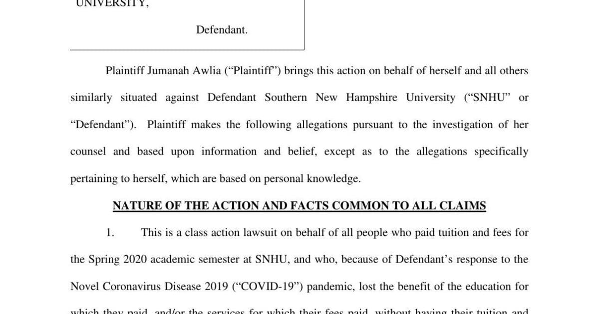 Snhu Academic Calendar 2023 Snhu Grad Suing Over Difference Between Online And On-Campus Classes; Other Students Say Online Classes Far Less Rigorous | Courts | Unionleader.com Snhu Academic Calendar 2023 Snhu Grad Suing Over Difference Between Online And On-Campus Classes; Other Students Say Online Classes Far Less Rigorous | Courts | Unionleader.com