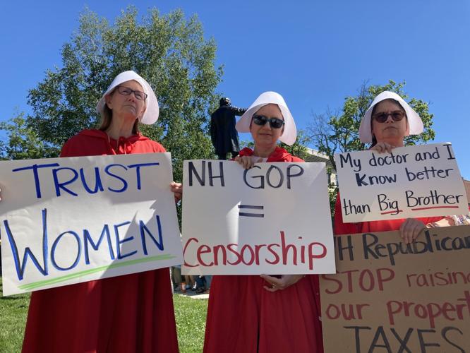 "handmaids" protest at State House