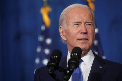 U.S. President Biden speaks during a Democratic National Committee event at the Columbus Club in Washington (copy)