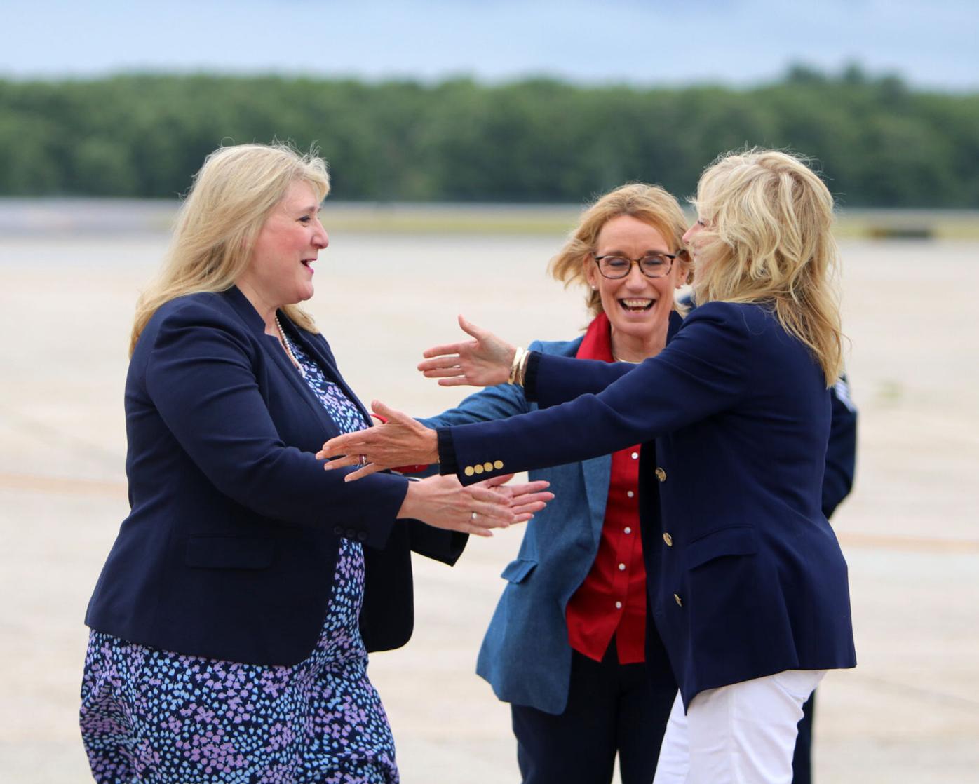 First lady Jill Biden arrives at Portsmouth International Airport