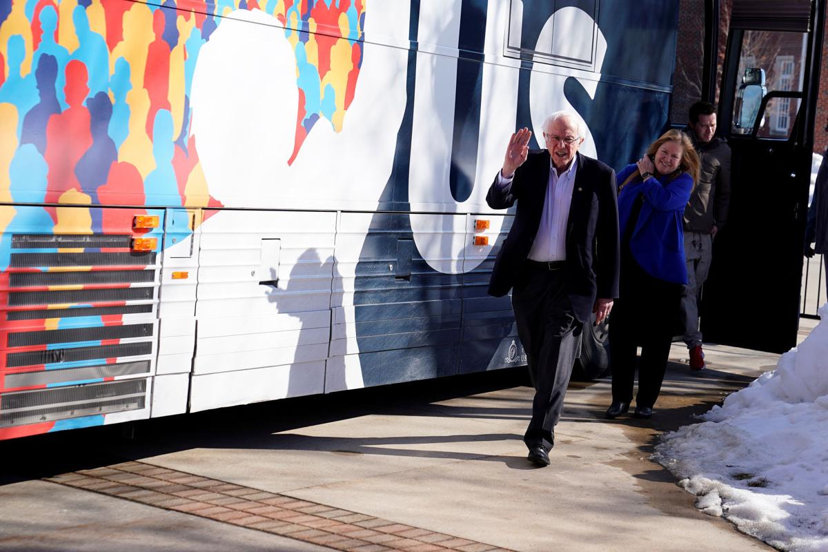 U.S. Democratic presidential candidate Sanders speaks during a rally at Simpson College in Indianola