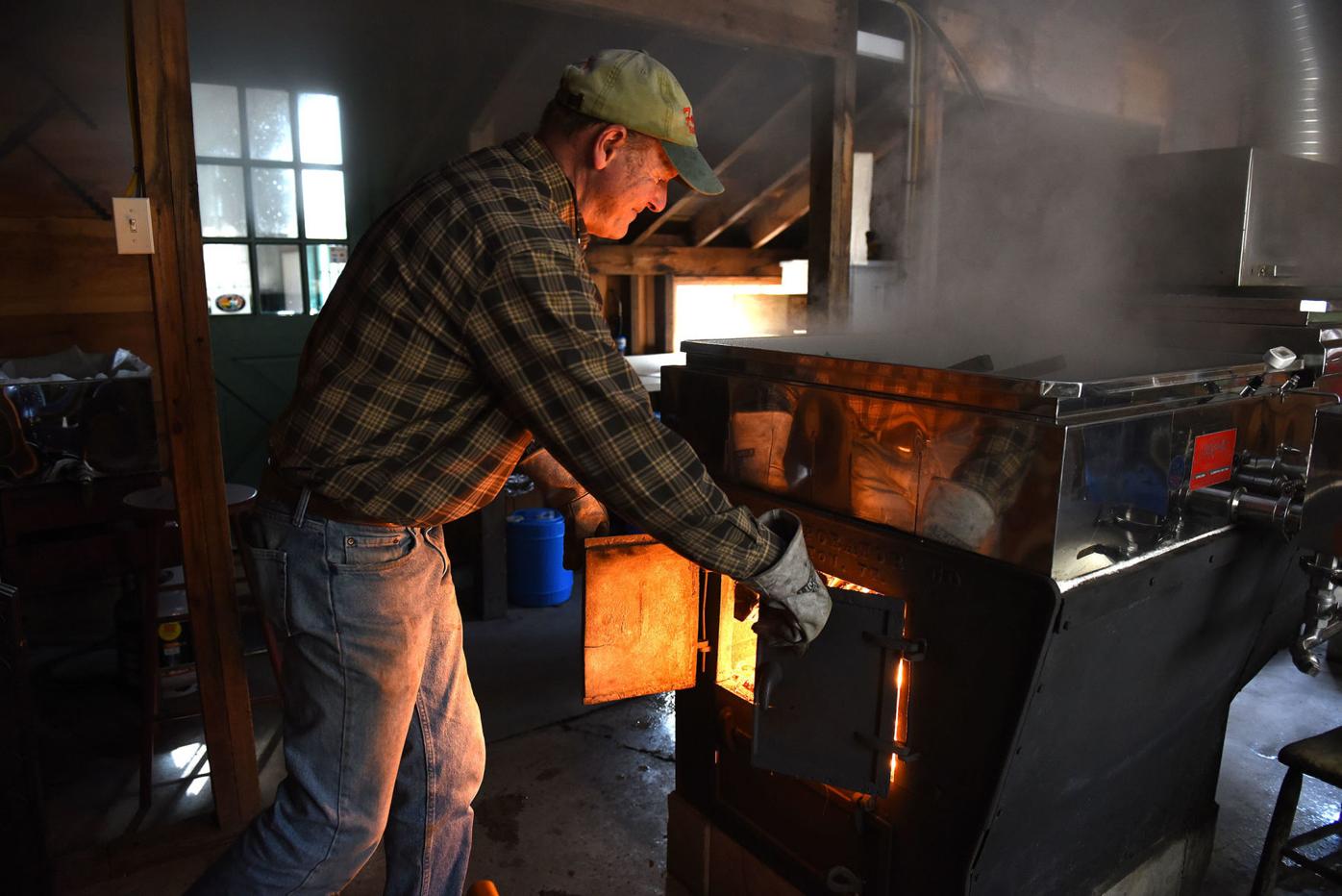 Brian Folsom closes the doors to his maple syrup evaporator