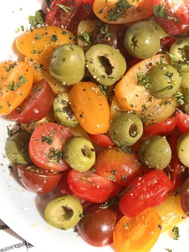 Tomato, Olive and Truffle Oil Salad