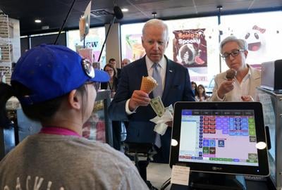 Biden stops for an ice cream in Portland, Oregon