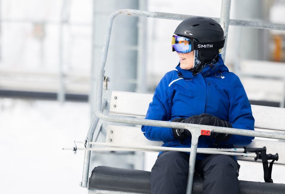 Janice Lapointe, of Shelburne Falls, enjoys the view from the chairlift
